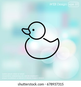 Web line icon. Rubber duck, baby toy