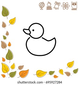 Web line icon. Rubber duck, baby toy