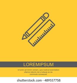 Web line icon. Ruler and pen, stationery