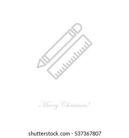 Web line icon. Ruler and pen, stationery
