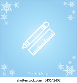 Web line icon. Ruler and pen, stationery