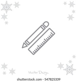 Web line icon. Ruler and pen, stationery