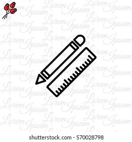 Web line icon. Ruler and pen, stationery