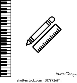 Web line icon. Ruler and pen, stationery