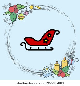 Web line icon. Santa's sleigh