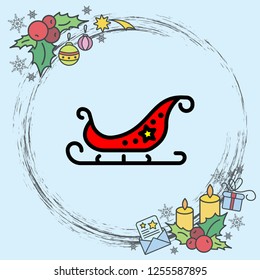 Web line icon. Santa's sleigh