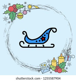 Web line icon. Santa's sleigh