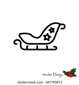Web line icon. Santa's sleigh