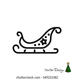 Web line icon. Santa's sleigh