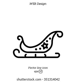 Web line icon. Santa's sleigh