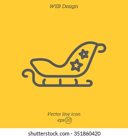 Web line icon. Santa's sleigh