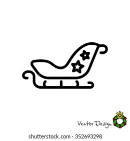 Web line icon. Santa's sleigh