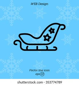 Web line icon. Santa's sleigh