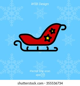 Web line icon. Santa's sleigh