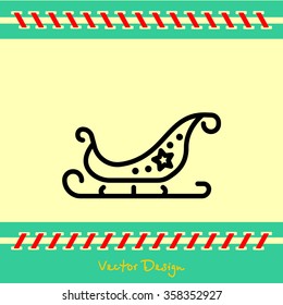 Web line icon. Santa's sleigh
