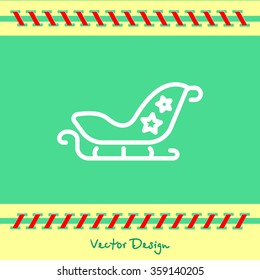 Web line icon. Santa's sleigh