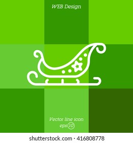 Web line icon. Santa's sleigh