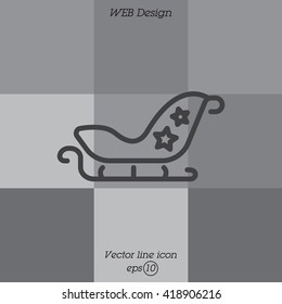 Web line icon. Santa's sleigh