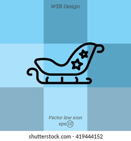 Web line icon. Santa's sleigh