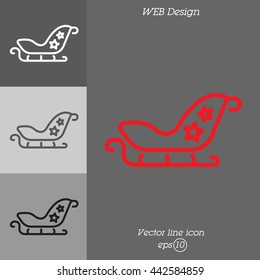 Web line icon. Santa's sleigh