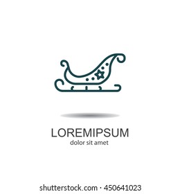 Web line icon. Santa's sleigh
