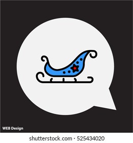 Web line icon. Santa's sleigh