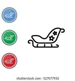 Web line icon. Santa's sleigh