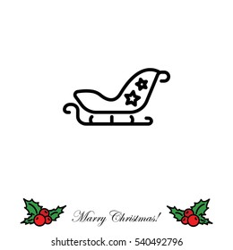 Web line icon. Santa's sleigh
