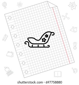 Web line icon. Santa's sleigh