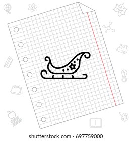 Web line icon. Santa's sleigh