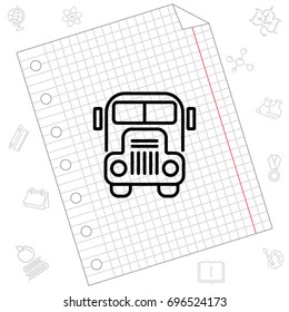 Web line icon. School bus
