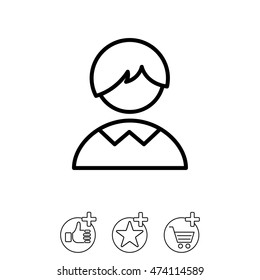 Web line icon. Schoolboy, boy