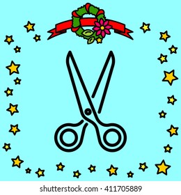 Web line icon. Scissors