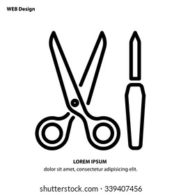 Web line icon. Scissors and nail file