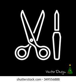 Web line icon. Scissors and nail file