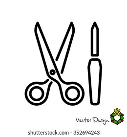 Web line icon. Scissors and nail file
