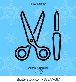 Web line icon. Scissors and nail file