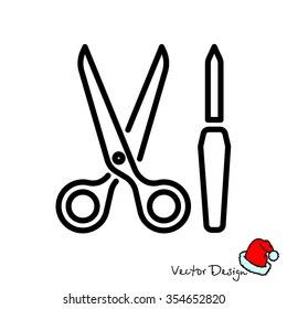 Web line icon. Scissors and nail file