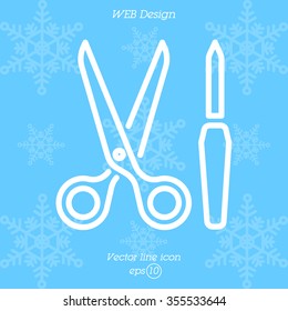 Web line icon. Scissors and nail file