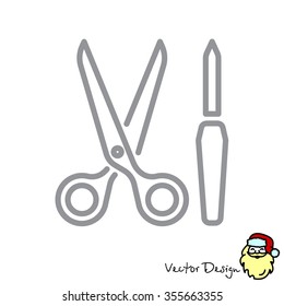 Web line icon. Scissors and nail file