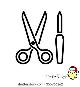 Web line icon. Scissors and nail file
