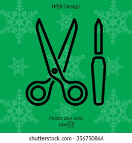 Web line icon. Scissors and nail file