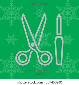 Web line icon. Scissors and nail file