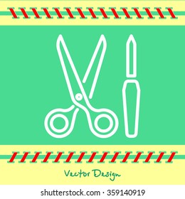 Web line icon. Scissors and nail file
