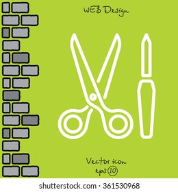 Web line icon. Scissors and nail file