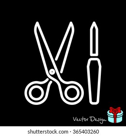 Web line icon. Scissors and nail file