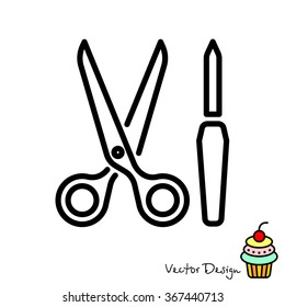 Web line icon. Scissors and nail file