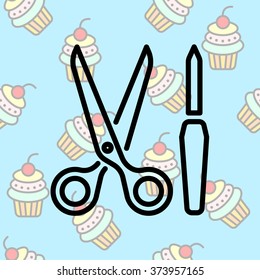 Web line icon. Scissors and nail file