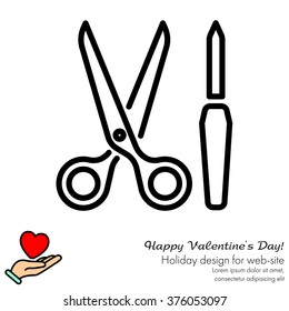 Web line icon. Scissors and nail file