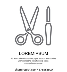Web line icon. Scissors and nail file